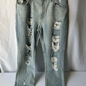 Refuge Light Wash Jeans Distressed Size 15 Boyfriend Relaxed 28 Inch Inseam